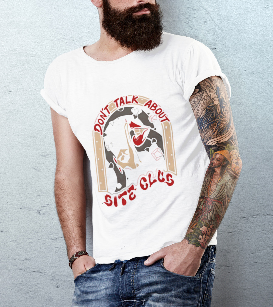 Don't Talk About Bite Club Sealed Lips Finger Gesture T-Shirt