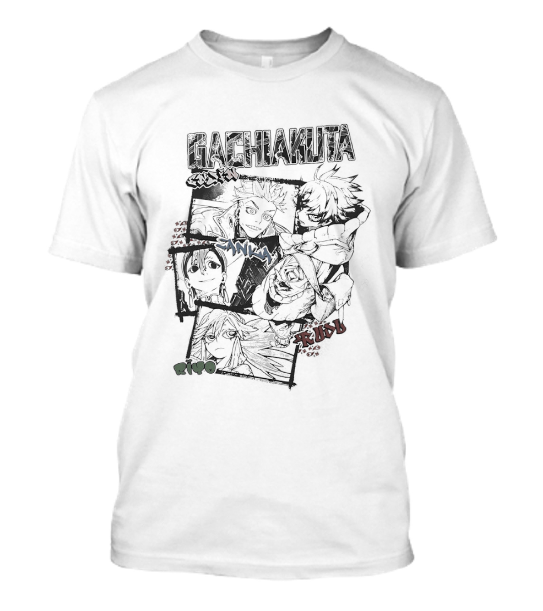 Gachiakuta Rudo Enjin Zanka And Riyo Group Manga Characters T-Shirt