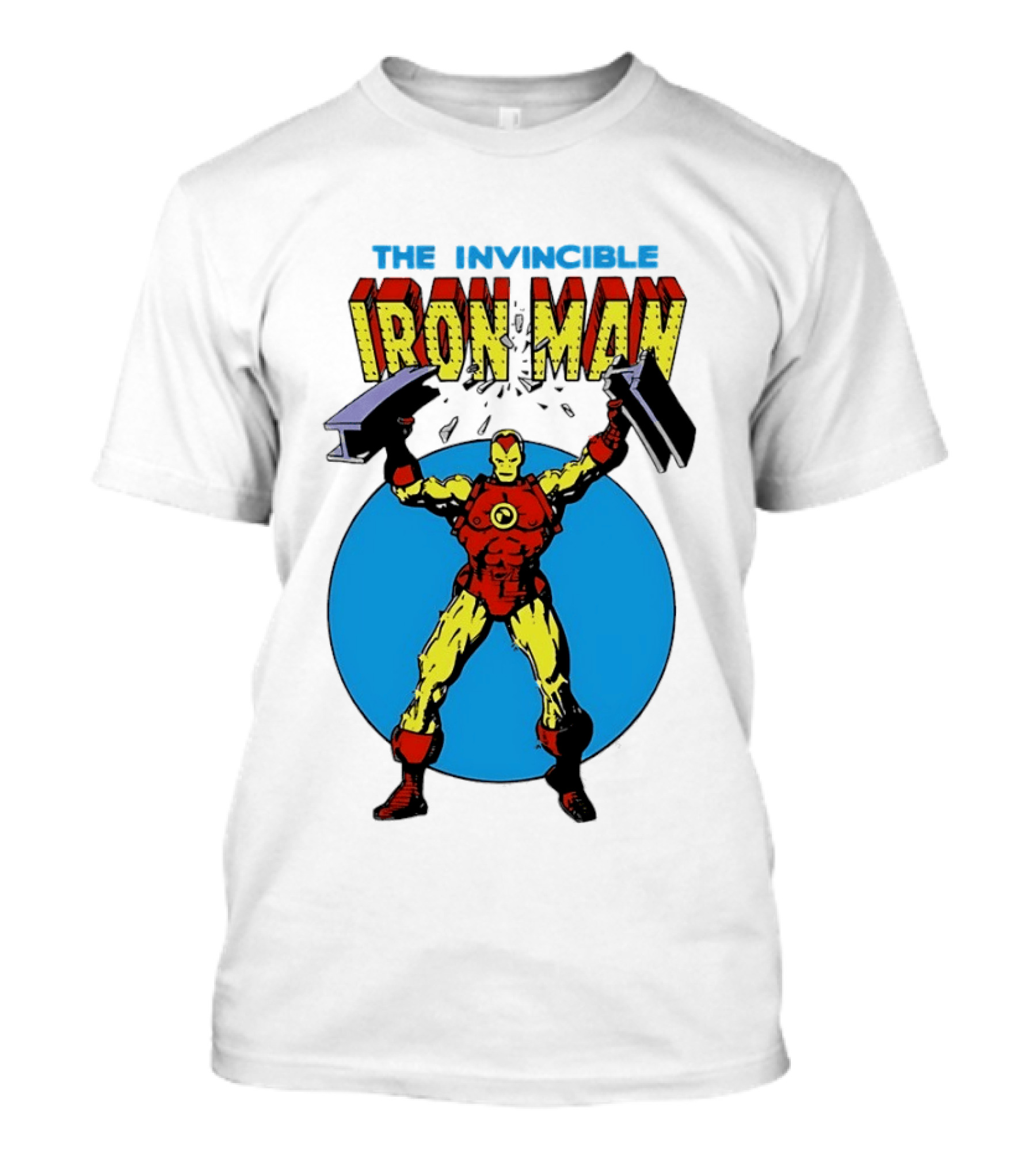 The Invincible Iron Man Bending Iron Bar Marvel Comic T-Shirt