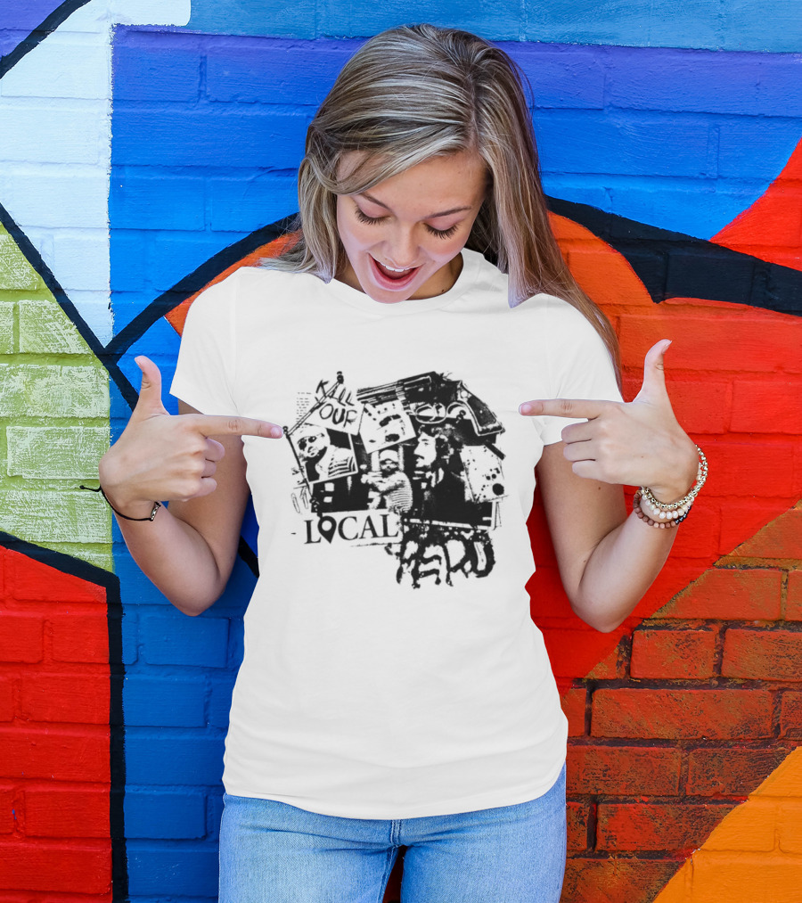 Kill Your Local Hero Revolver Collage Text Faces T-Shirt