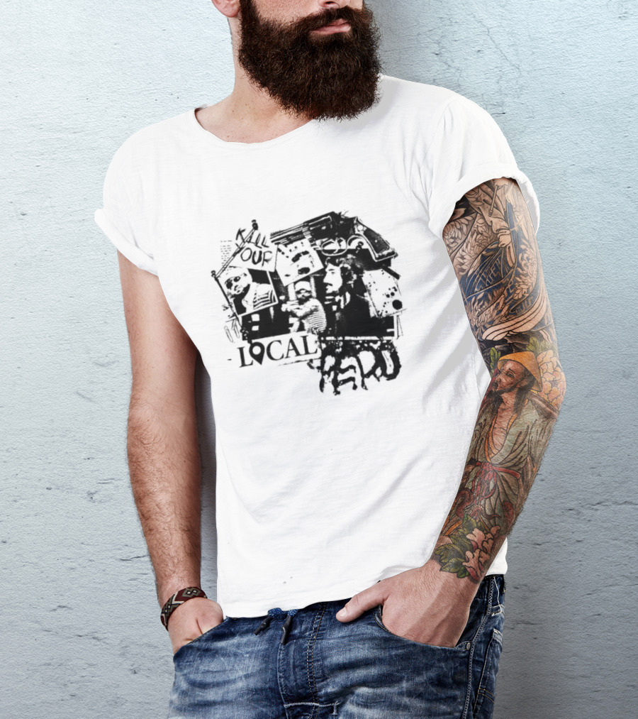 Kill Your Local Hero Revolver Collage Text Faces T-Shirt