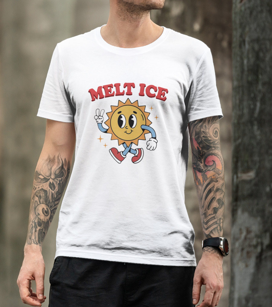 Melt ICE Peace Sign Sun Cartoon T-Shirt