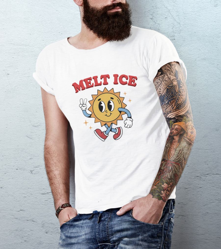 Melt ICE Peace Sign Sun Cartoon T-Shirt