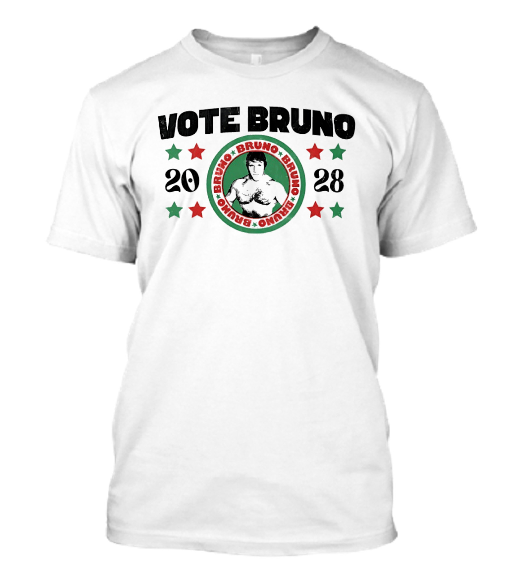 Vote Bruno 2028 Green Red Stars T-Shirt