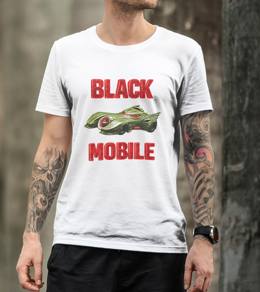 BLACK MOBILE Car Retro Inspired Vehicle T-Shirt