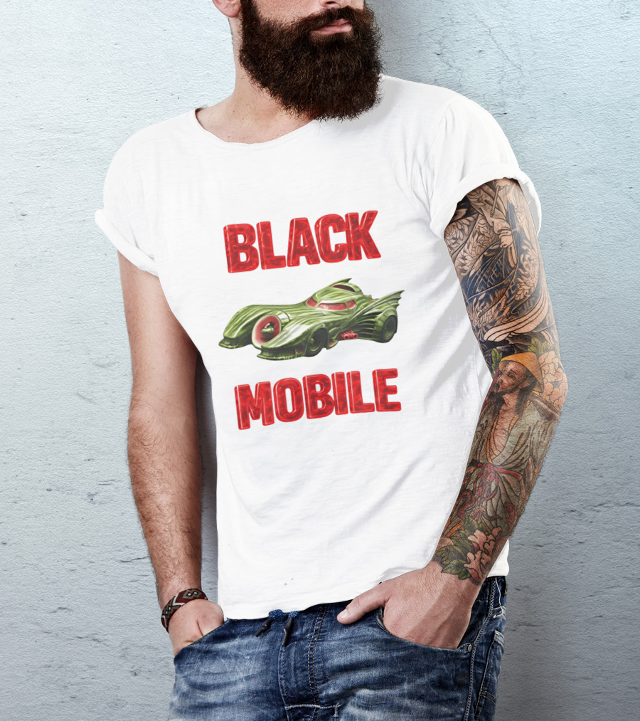 BLACK MOBILE Car Retro Inspired Vehicle T-Shirt