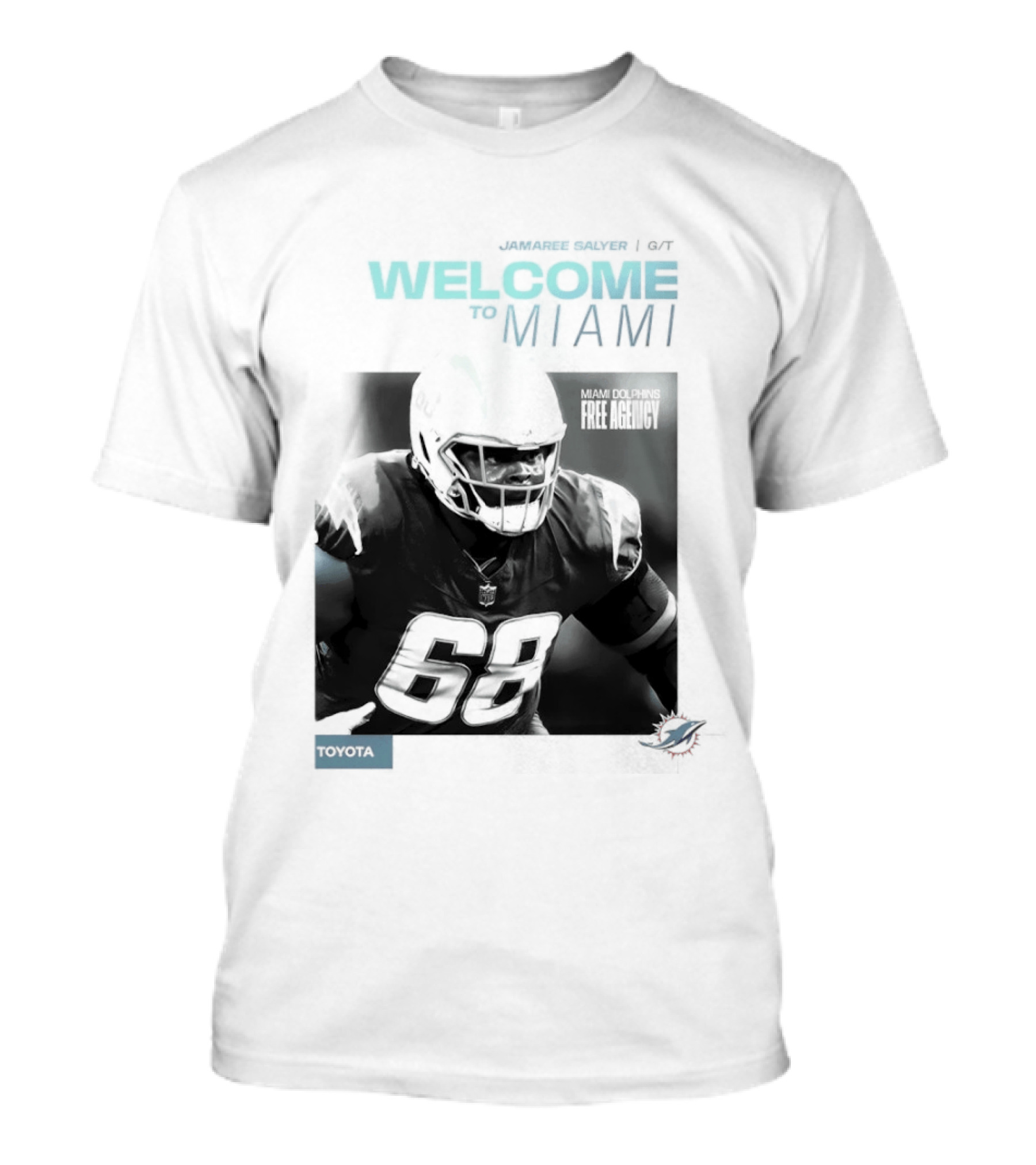 Jamaree Salyer Welcome To Miami Dolphins NFL Number 68 Fan T-Shirt