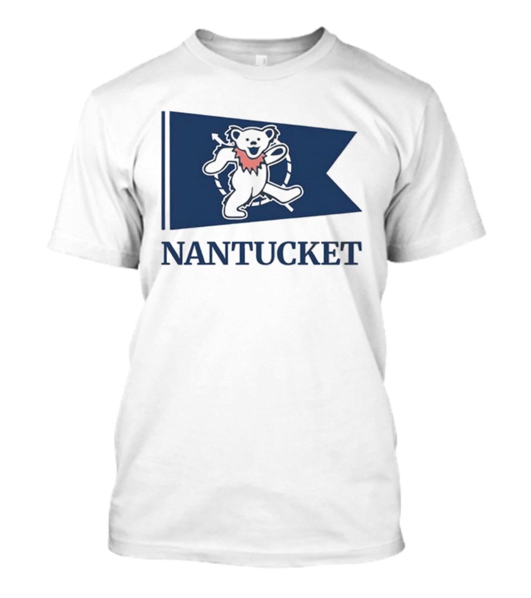 Nantucket Bear With Flag And Pink Scarf T-Shirt