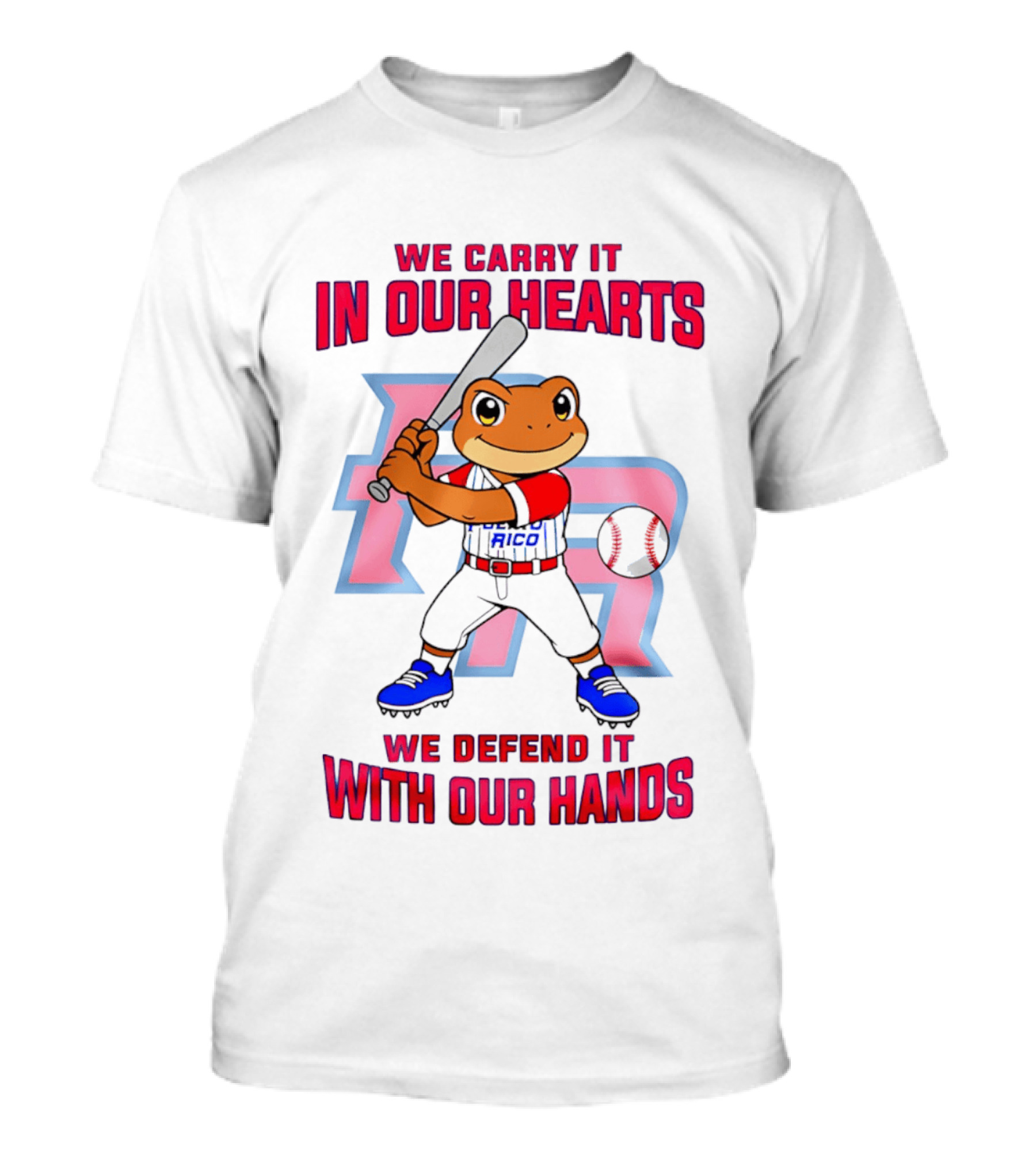 Puerto Rico We Carry It In Our Hearts We Defend It With Our Hands Baseball Frog Player T-Shirt