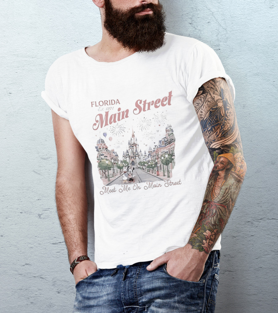 Florida Main Street Est 1971 Meets Me On Main Street Minnie Mickey T-Shirt