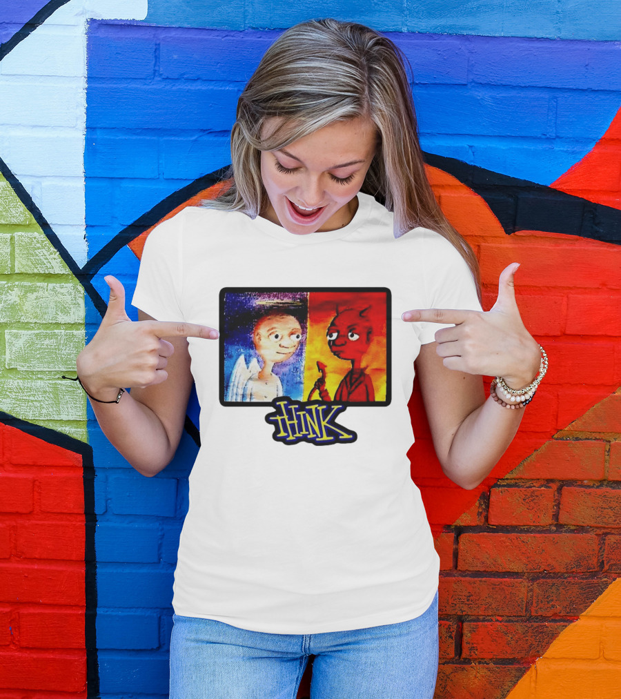 90s Classic Think Angel Vs Devil Cartoon TV Skateboard T-Shirt