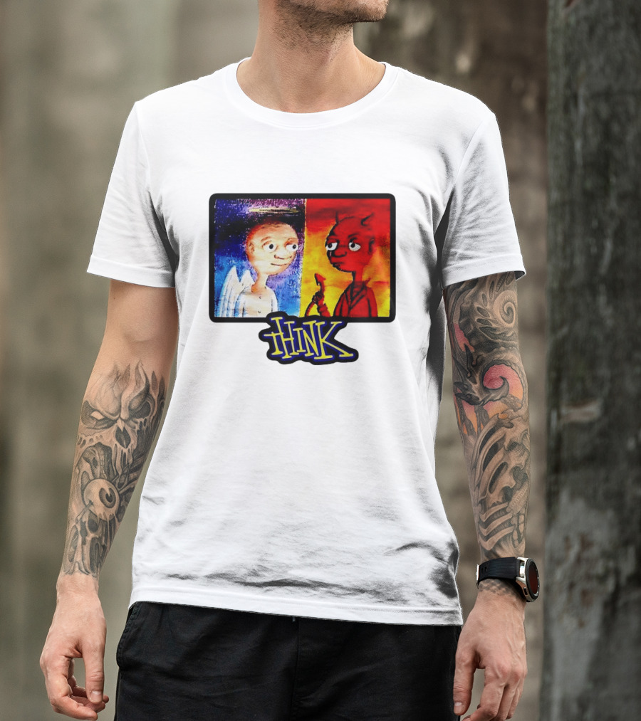 90s Classic Think Angel Vs Devil Cartoon TV Skateboard T-Shirt