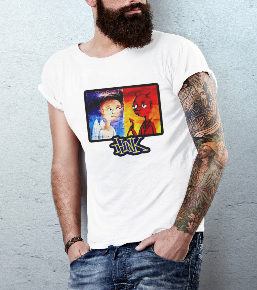 90s Classic Think Angel Vs Devil Cartoon TV Skateboard T-Shirt