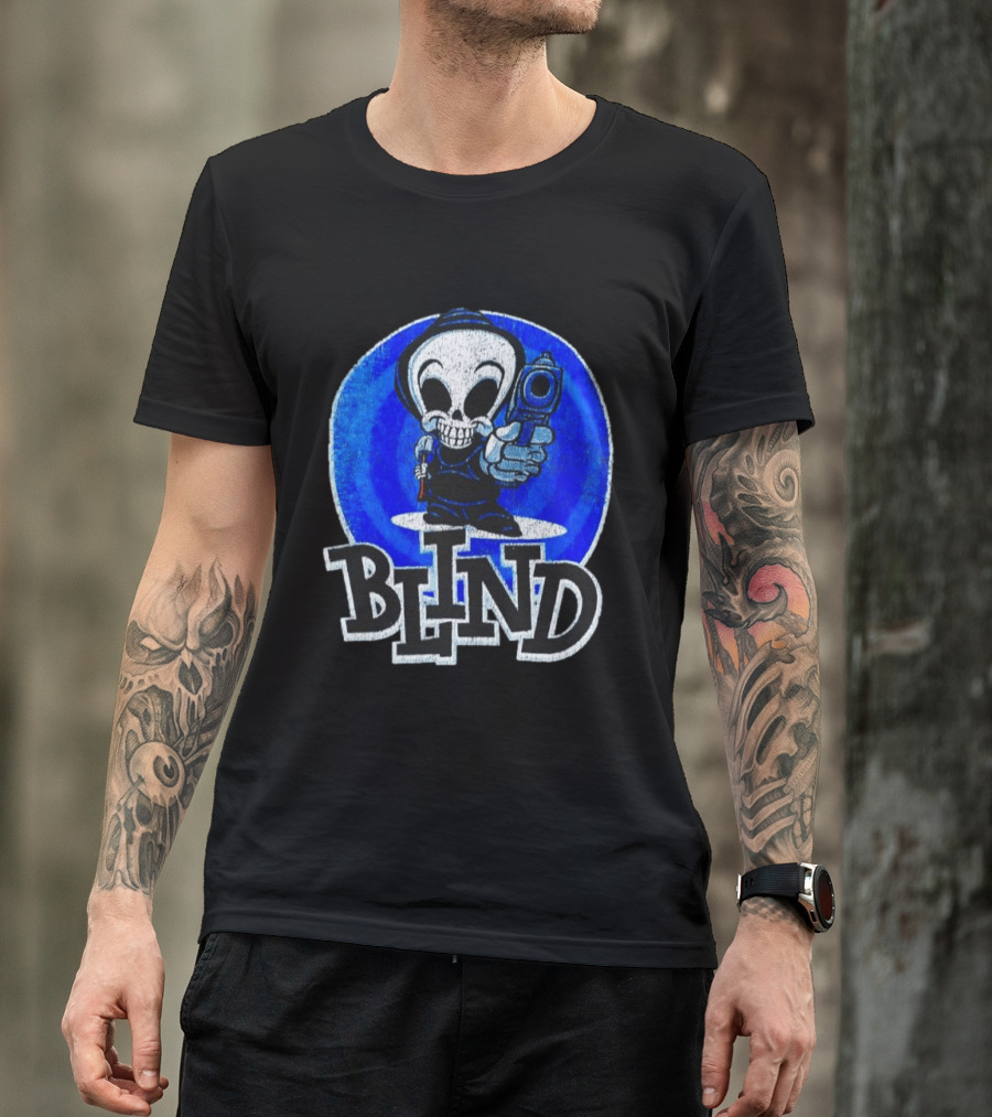 Blind Skateboards Grim Reaper Blue Circle 1990s T-Shirt