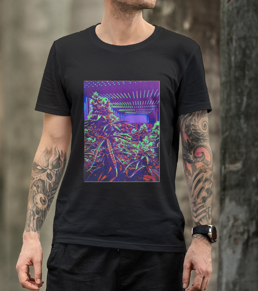 Plant Life By Wicked High Society Neon Cannabis Indoor Garden Purple LED Glow T-Shirt