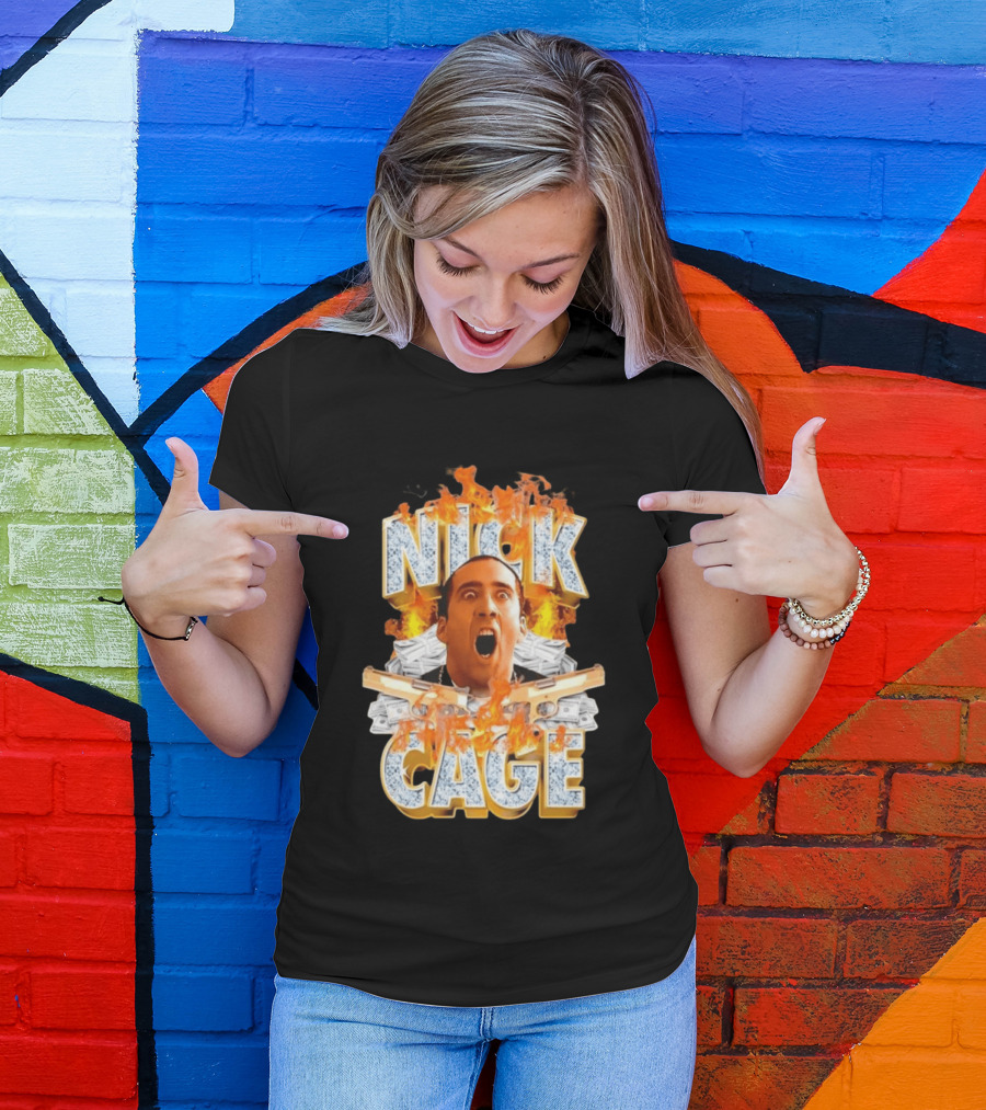 Nick Cage Castor Troy Money 90s Flames Gun Scene T-Shirt