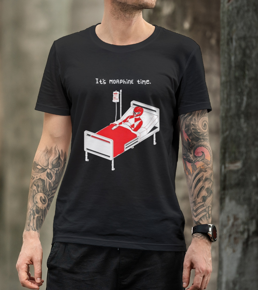 Red Ranger It's Morphin Time Power Rangers On Hospital Bed Scene T-Shirt
