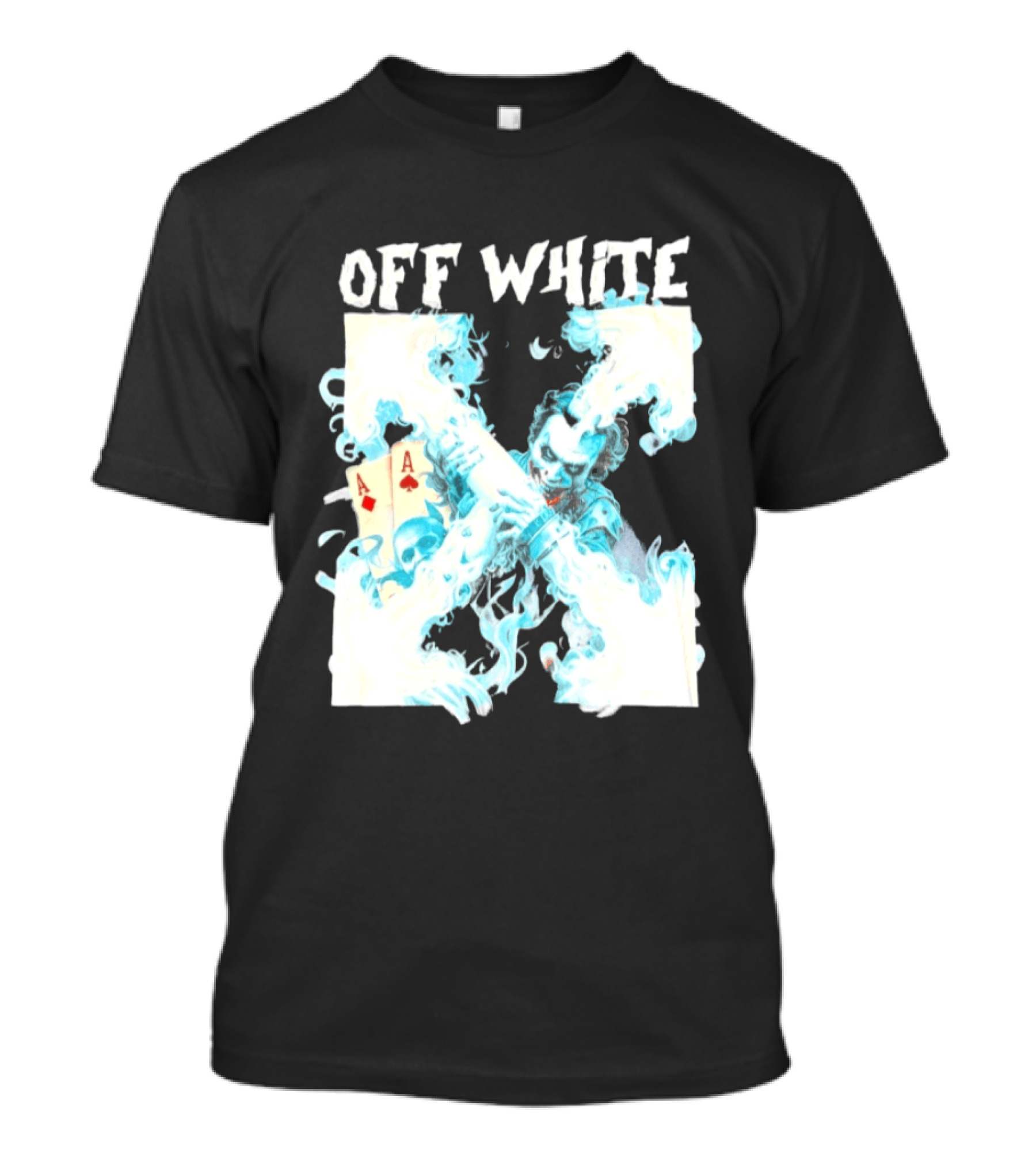 OFF WHITE Joker Blue Flame Ace Cards T-Shirt