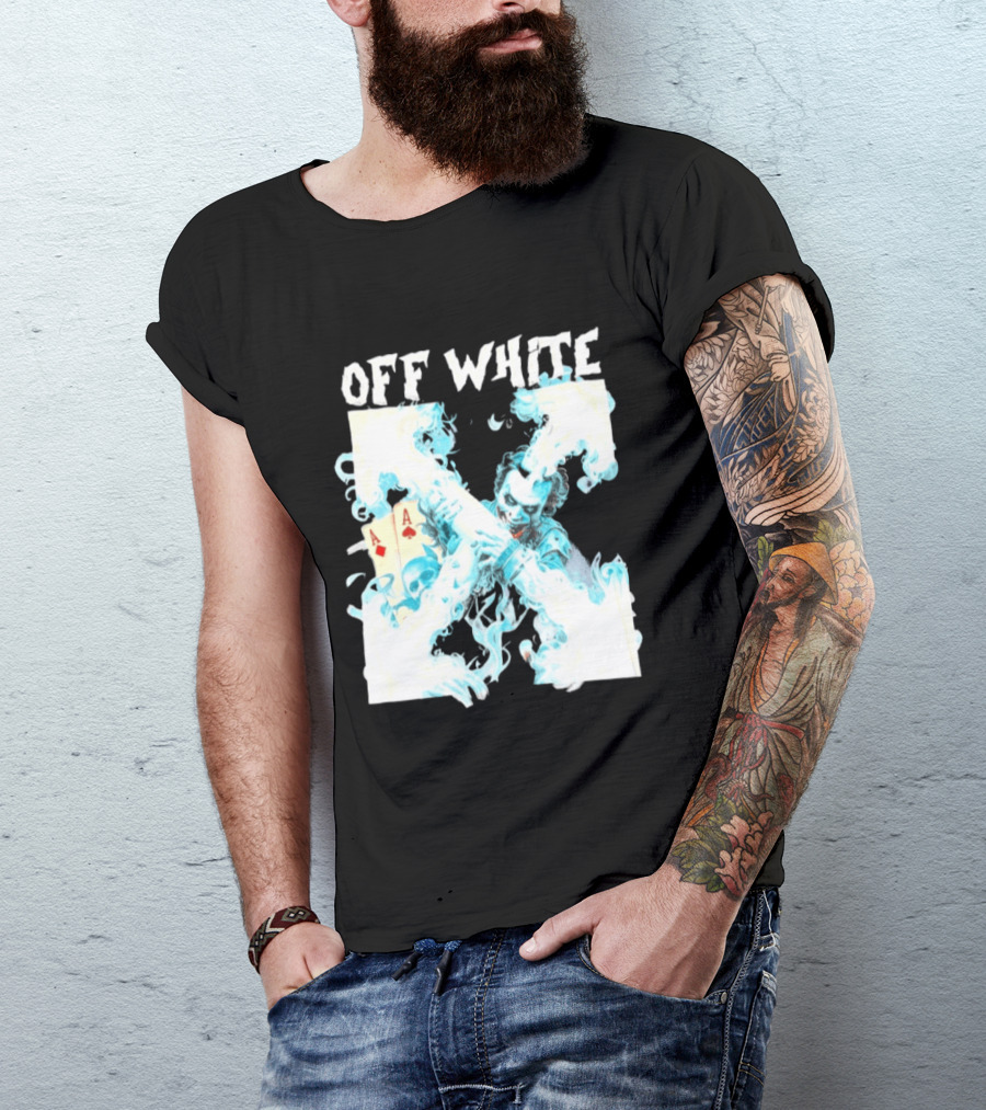 OFF WHITE Joker Blue Flame Ace Cards T-Shirt