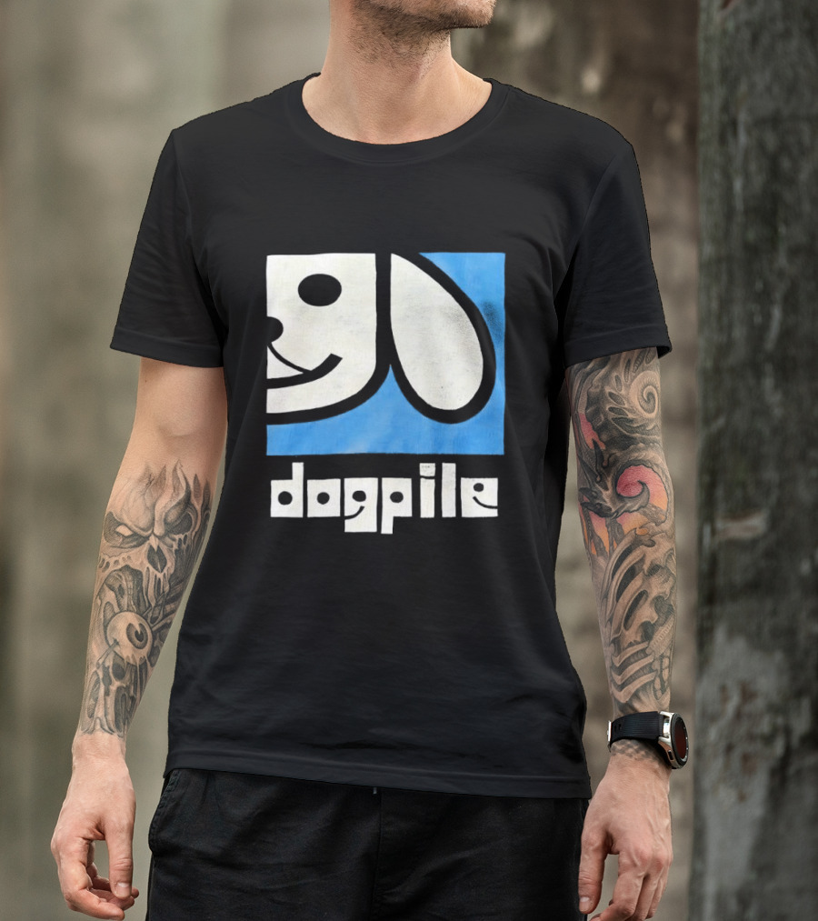 90s Dogpile Logo With Smiling Dog Face T-Shirt