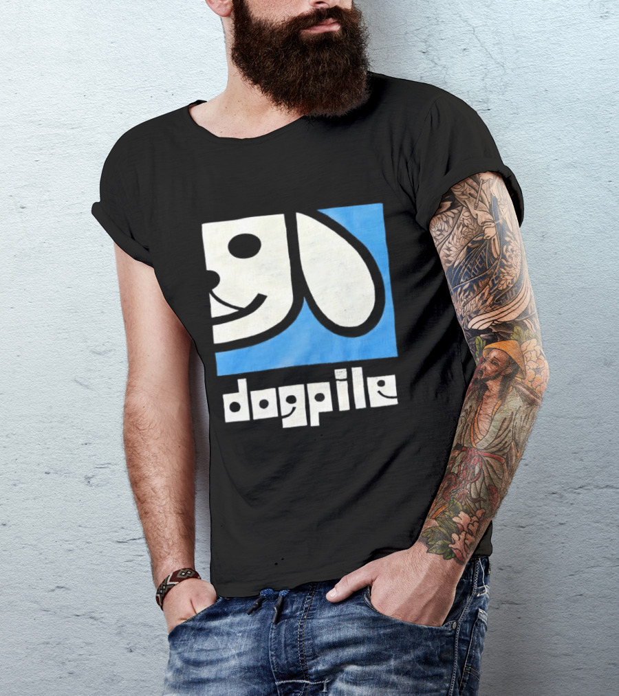 90s Dogpile Logo With Smiling Dog Face T-Shirt