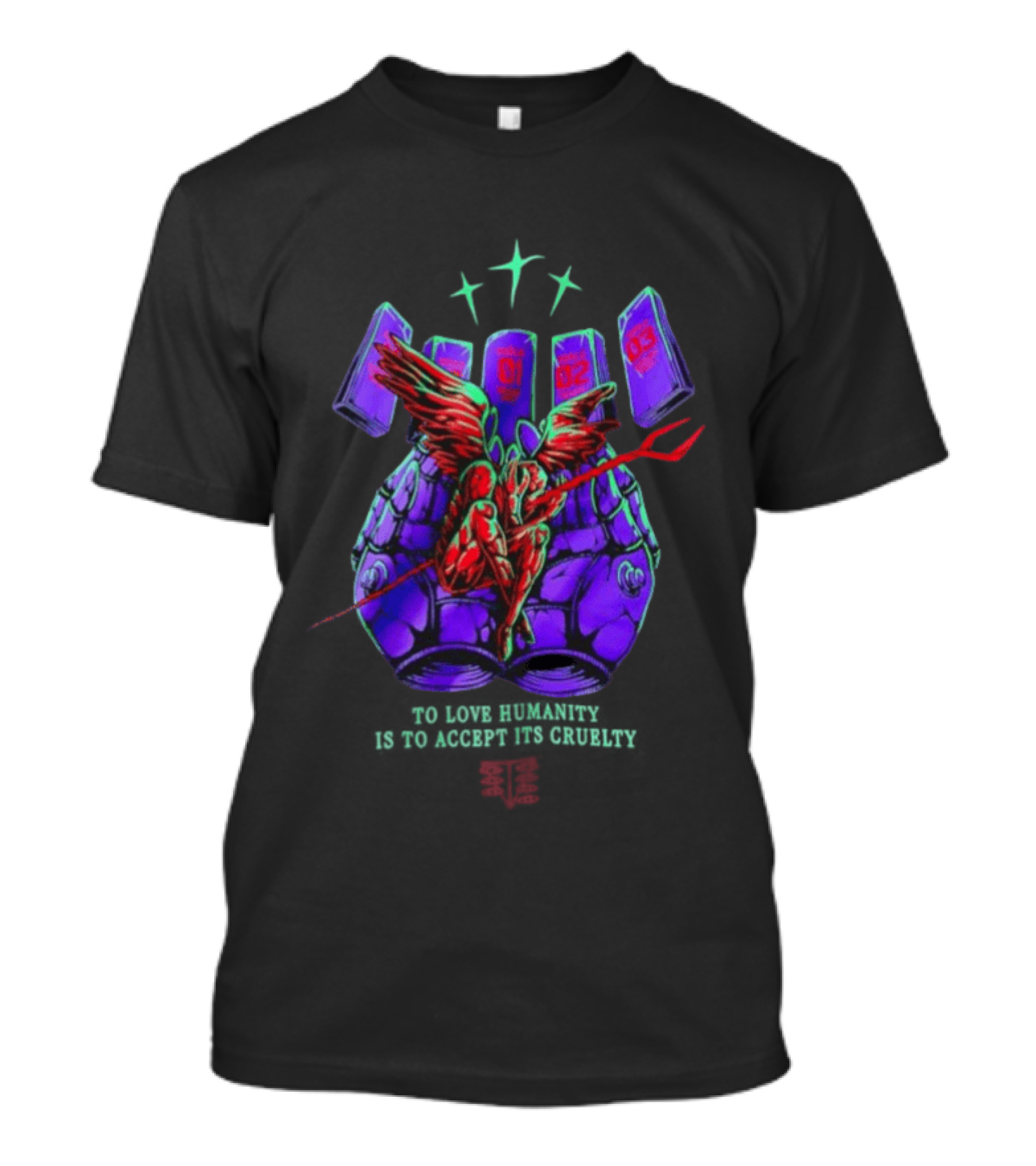 To Love Humanity Accept Its Cruelty Angel Devil Wings T-Shirt