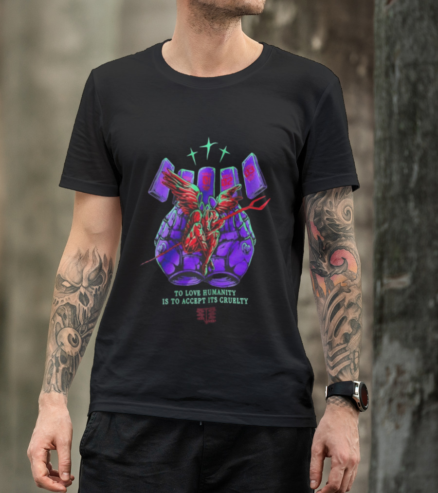To Love Humanity Accept Its Cruelty Angel Devil Wings T-Shirt