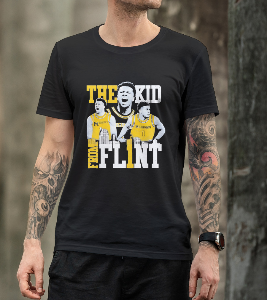 The Kid From Flint Trey McKenney Michigan Wolverines Basketball Skyline T-Shirt