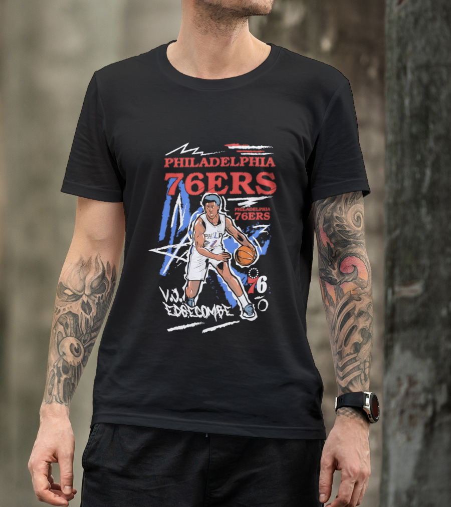 Philadelphia 76ers VJ Edgecombe NBA Player Cartoon 76 T-Shirt