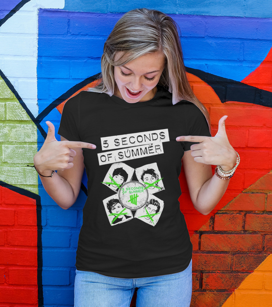 5 Seconds Of Summer 5SOS Green Iconic Faces Derping Since 2011 T-Shirt