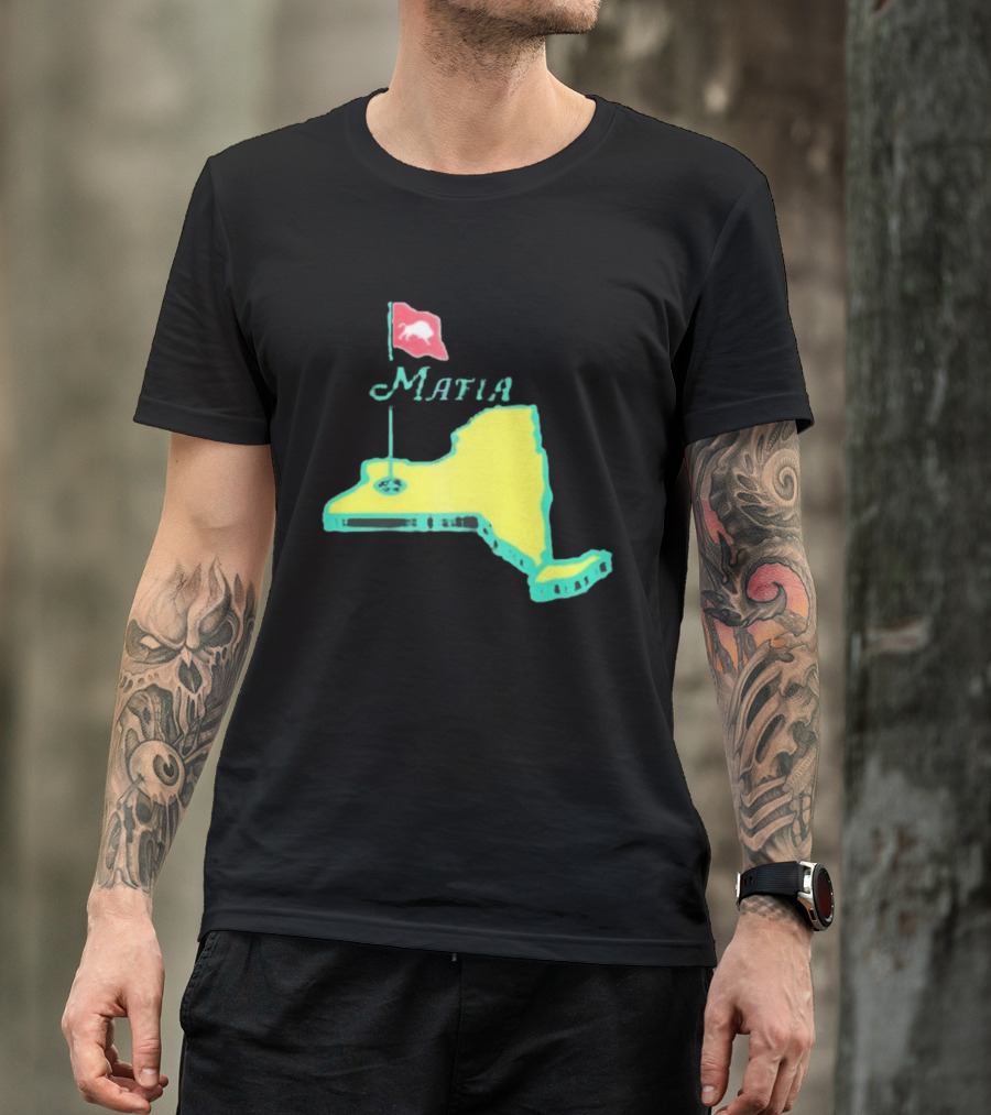 Buffalo Bills Mafia New York Golf Flag Map T-Shirt