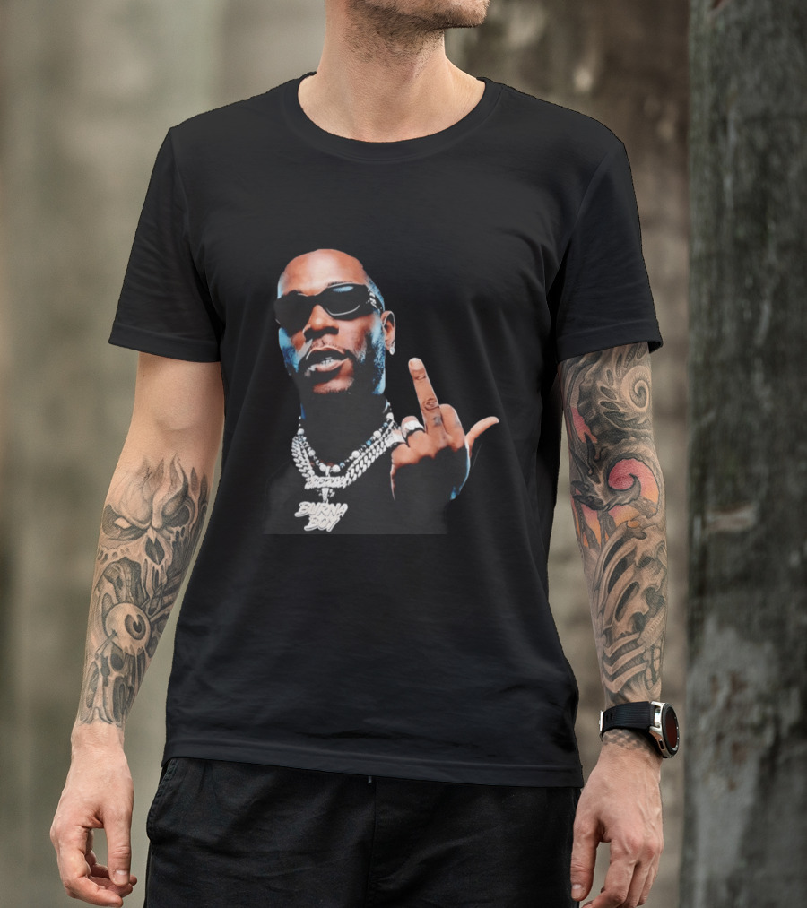 Burna Boy Middle Finger Gesture Bold Jewelry And Sunglasses Look T-Shirt
