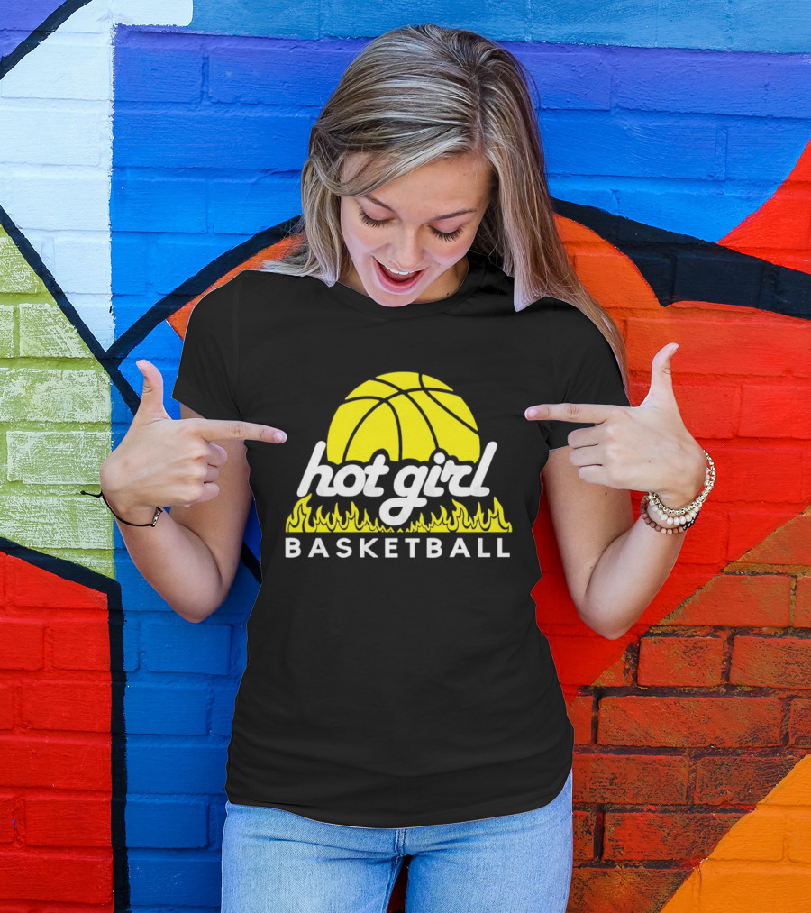 Hot Girl Basketball Fiery Yellow Basketball Flame T-Shirt