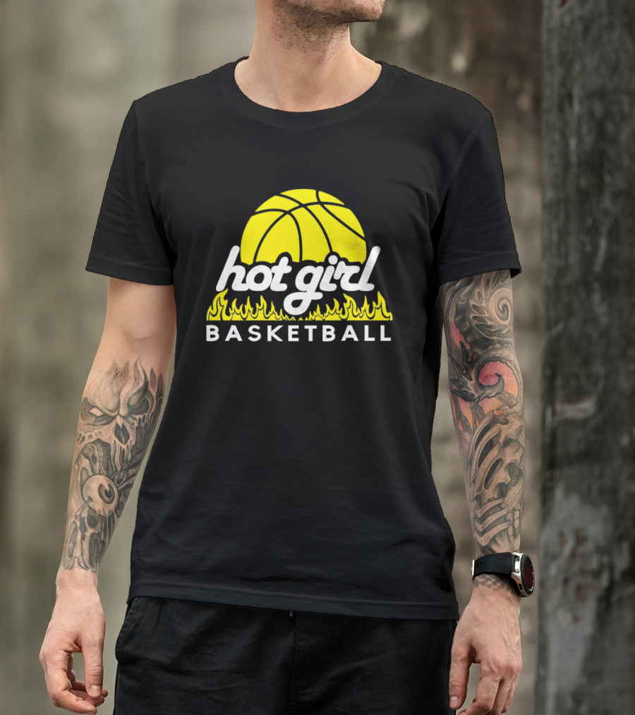 Hot Girl Basketball Fiery Yellow Basketball Flame T-Shirt