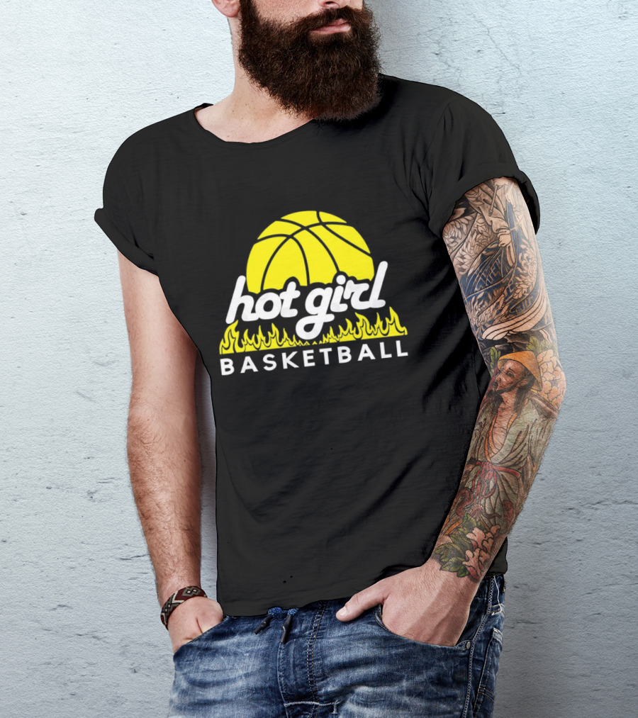 Hot Girl Basketball Fiery Yellow Basketball Flame T-Shirt