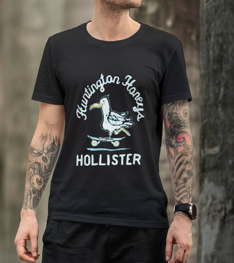 Huntington Honeys Hollister Seagull Skateboarding T-Shirt