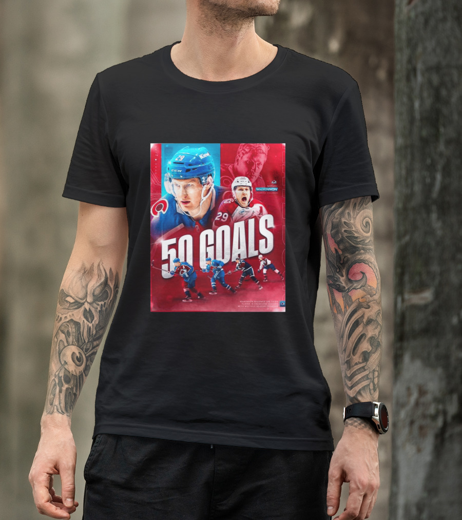 Colorado Avalanche Nathan MacKinnon 50 Goals Achievement NHL Career Milestone T-Shirt
