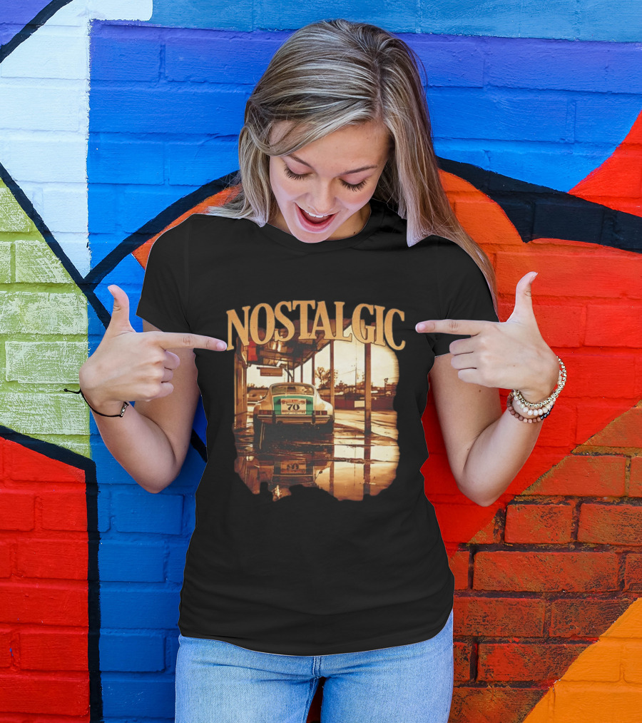 Nostalgic Vintage Car Rear View With Racing Number 70 T-Shirt