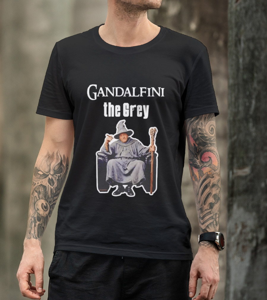 Gandolfini The Grey Wizard Holding Staff T-Shirt