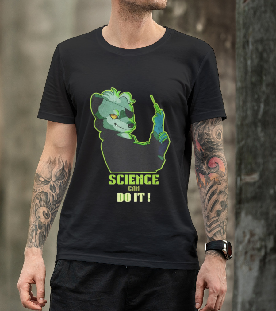 Science Can Do It Cartoon Panda With Test Tube T-Shirt