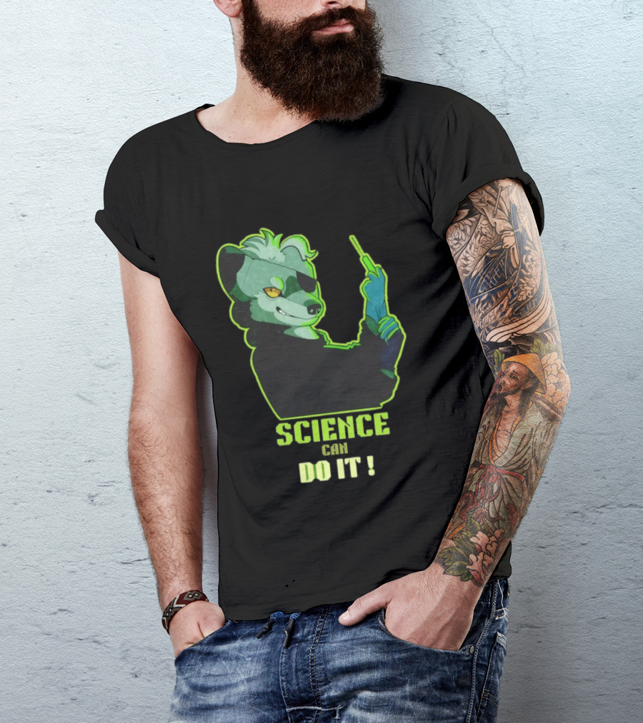 Science Can Do It Cartoon Panda With Test Tube T-Shirt
