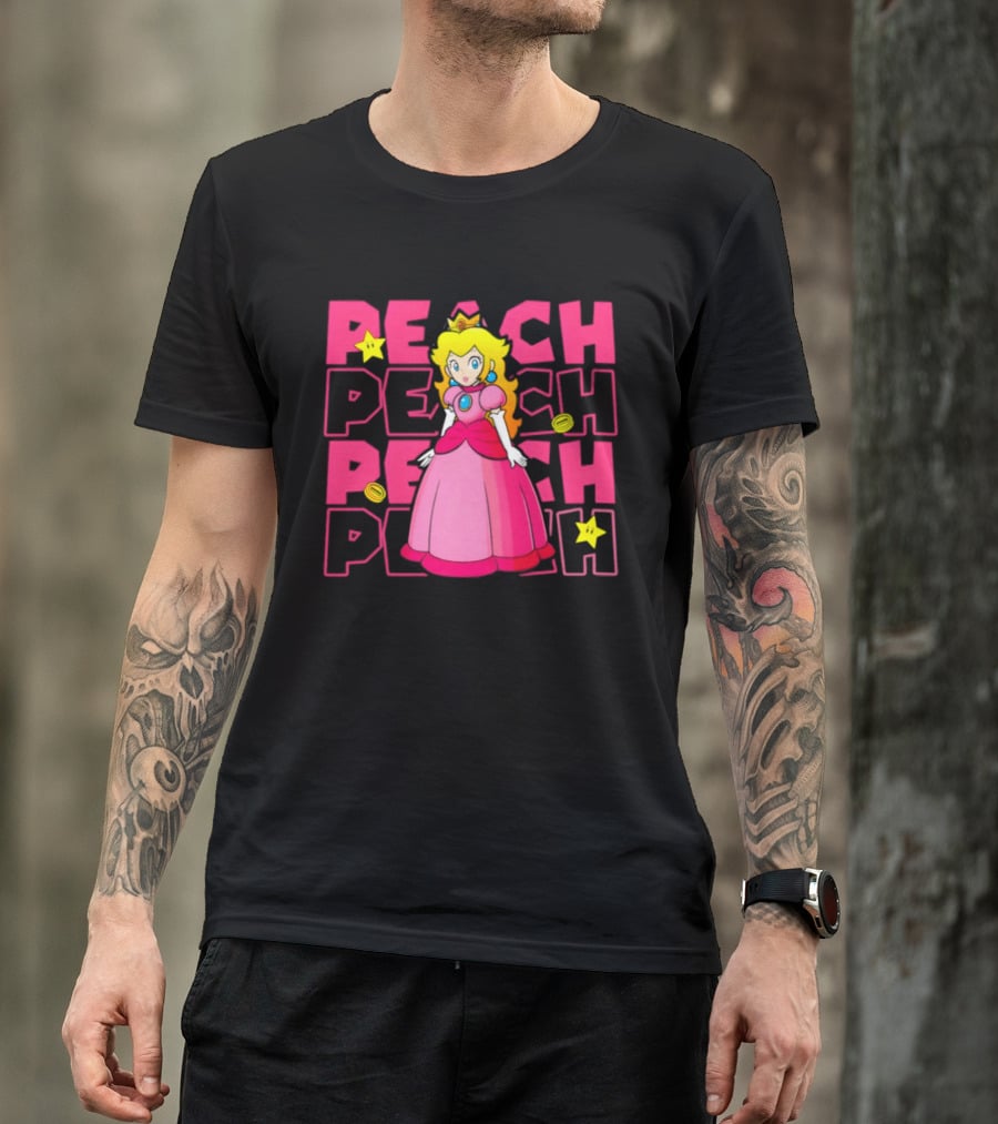 Super Mario Princess Peach With Stars And Coins Retro 1985 Disneyland T-Shirt