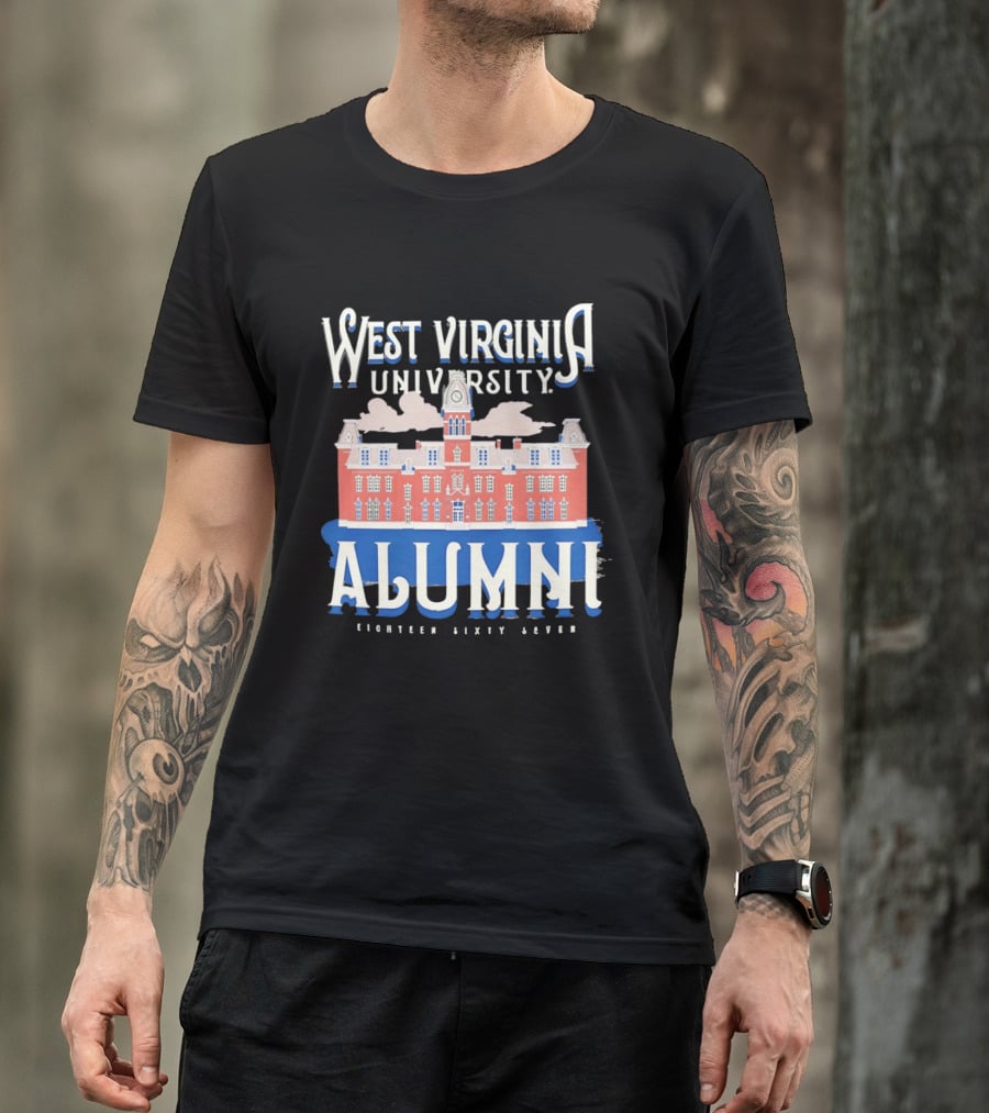 West Virginia University Alumni Eighteen Sixty Seven College Campus Building T-Shirt