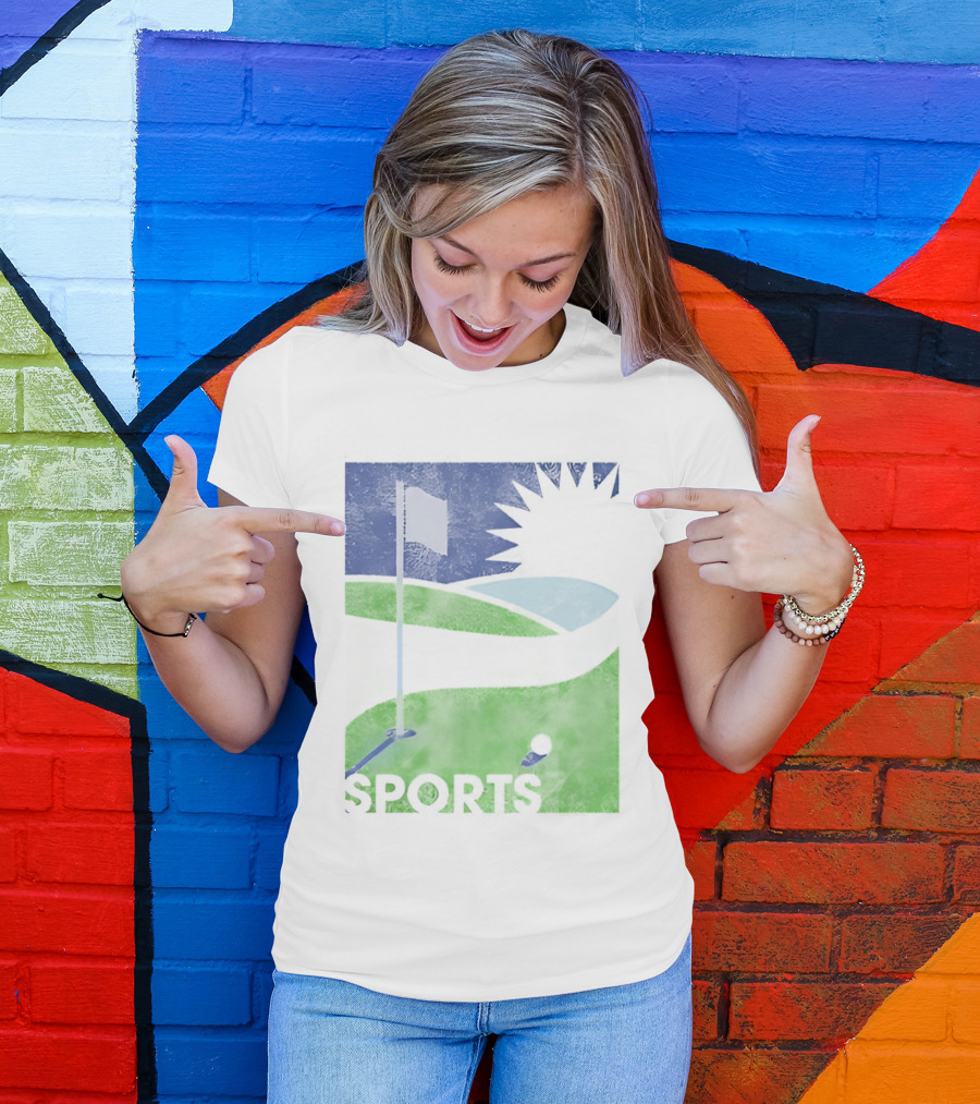 Golf Course Scenery Sports Landscape Sun Flag Ball T-Shirt