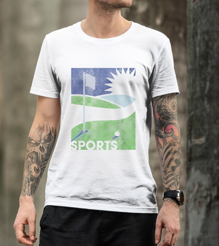 Golf Course Scenery Sports Landscape Sun Flag Ball T-Shirt