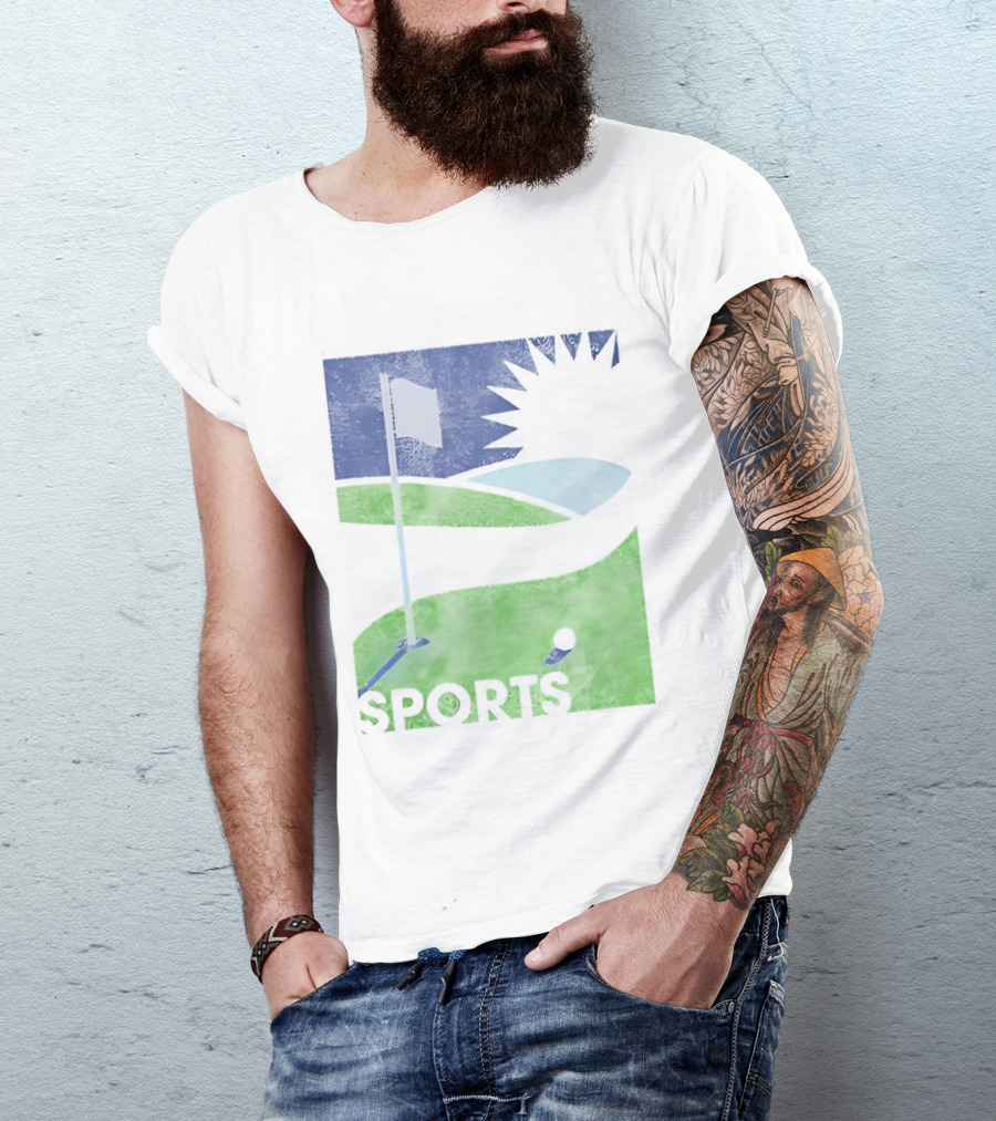 Golf Course Scenery Sports Landscape Sun Flag Ball T-Shirt