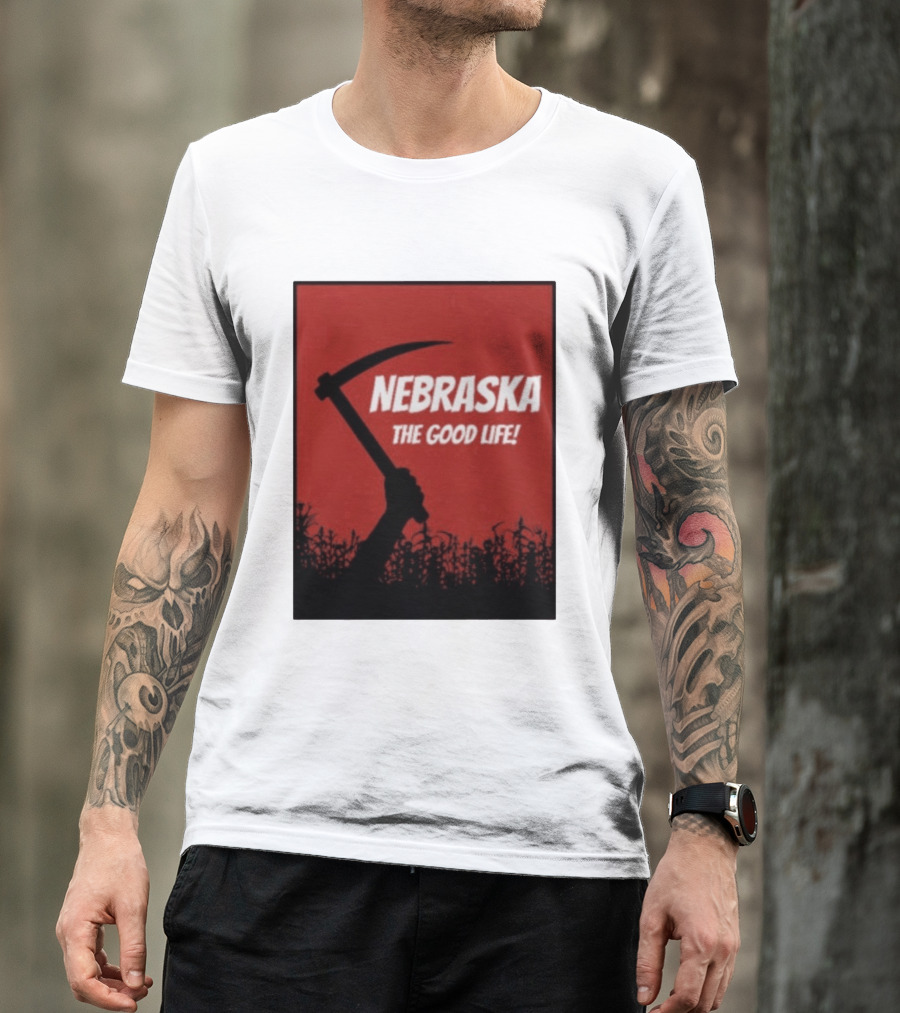 Nebraska The Good Life Hand With Sickle And Crop T-Shirt
