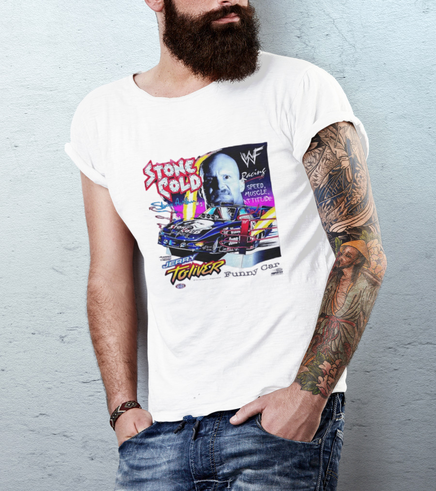 Stone Cold Steve Austin WWF Racing Jerry Toliver Speed Muscle Attitude T-Shirt