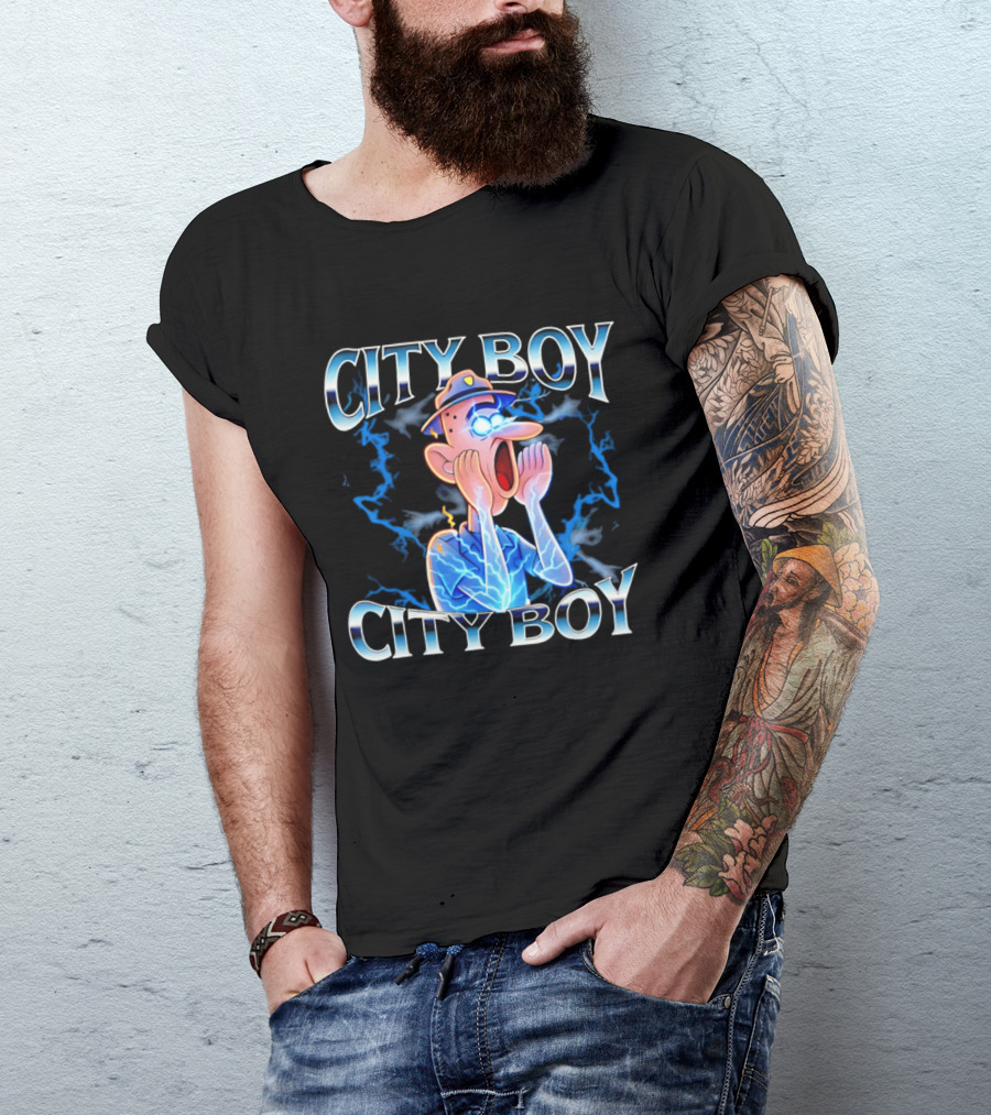 City Boy Brainrot Meme Reaction Cartoon Loud Expression T-Shirt