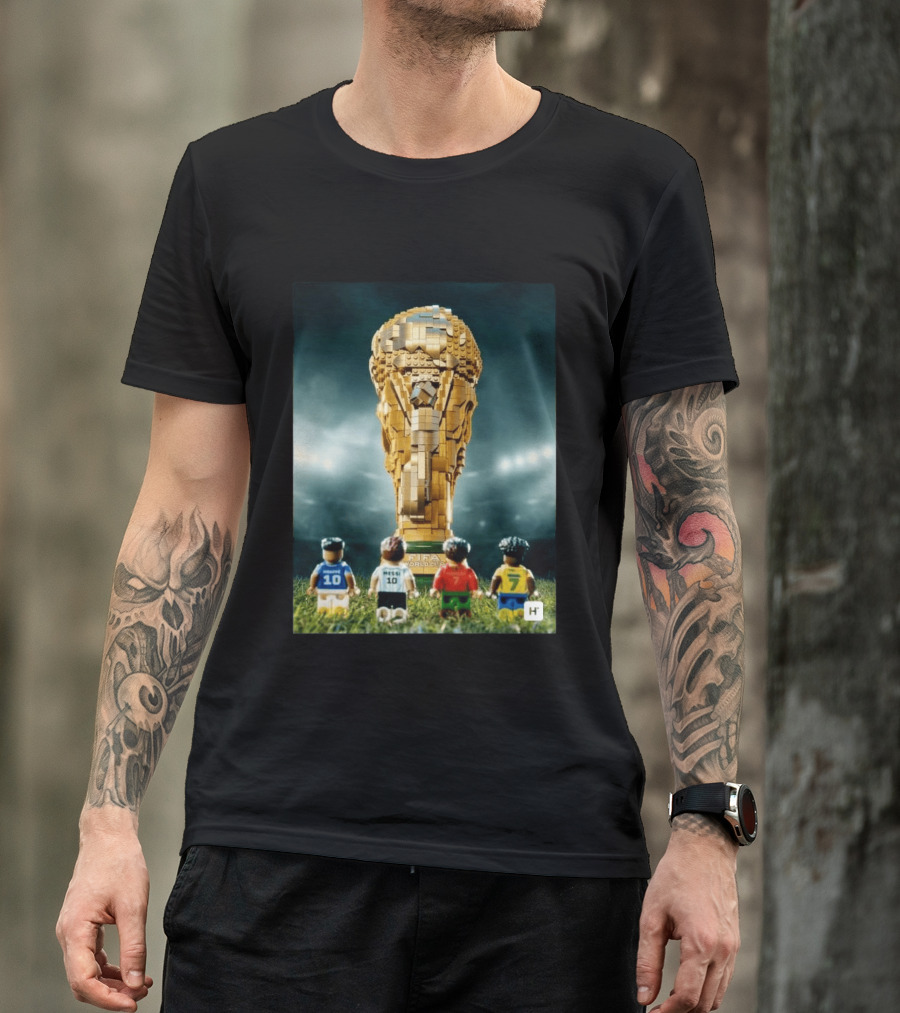 LEGO Football Legends FIFA World Cup 2026 Trophy Lionel Messi Cristiano Ronaldo Kylian Mbappé Vinicius Junior T-Shirt